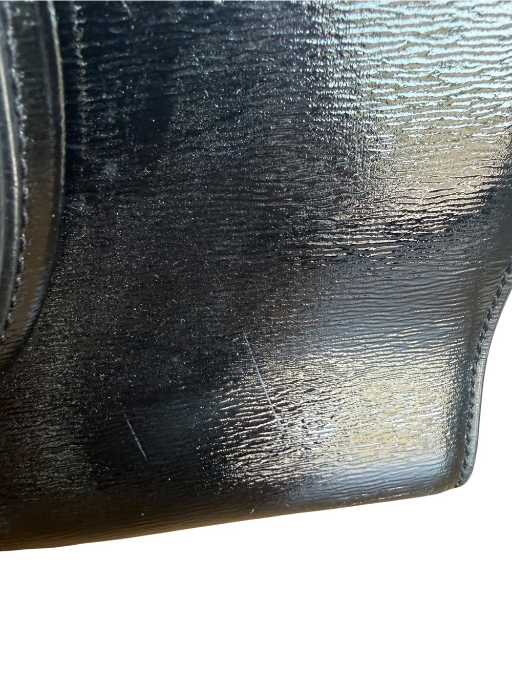 Michael Kors Black Patent Leather Satchel Crossbody Bag Gold Hardware - Picture 5 of 5